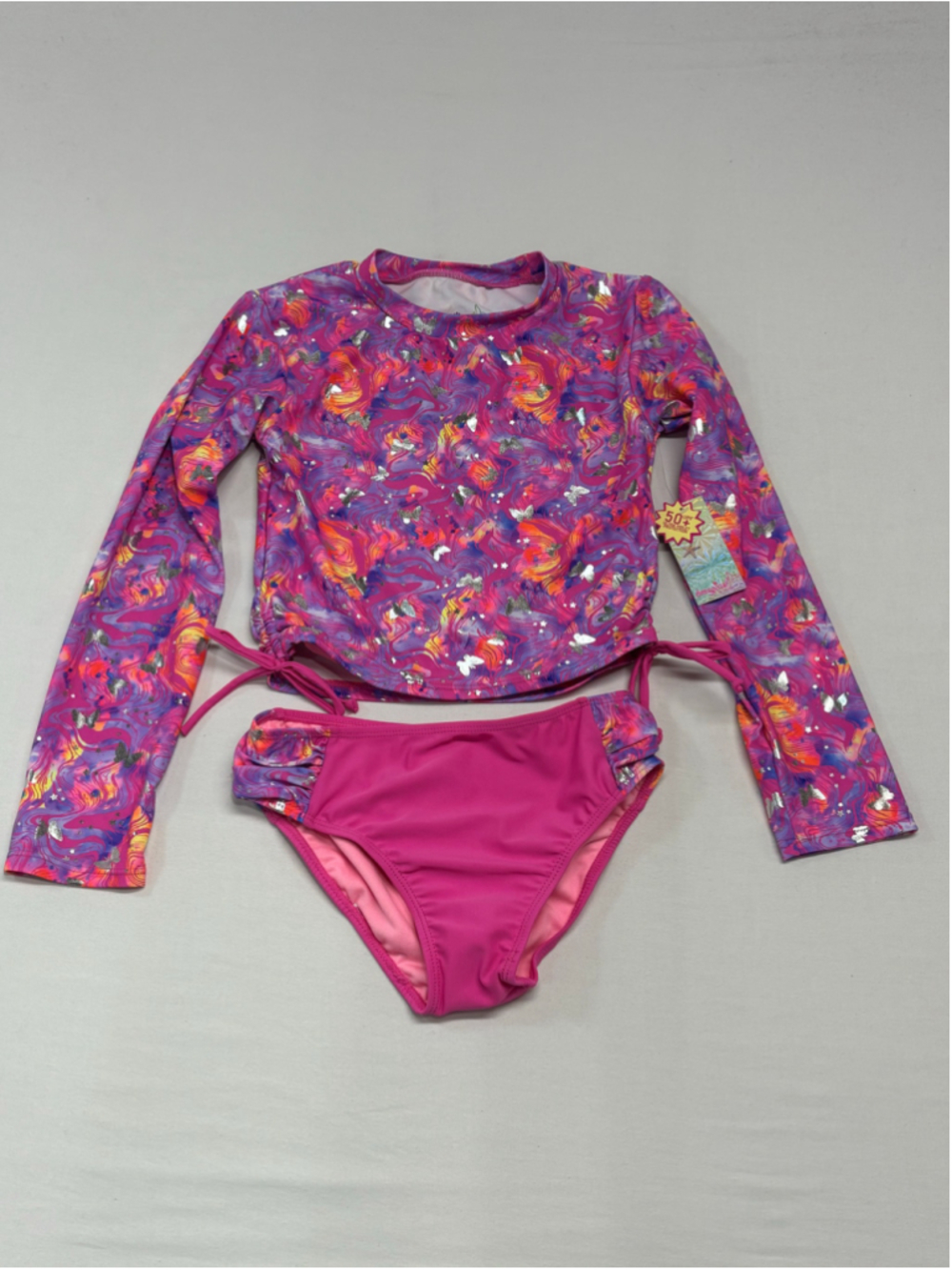 Girls bmagical by btween Swim Set Size 10 Pink Purple Butterfly Print - 887